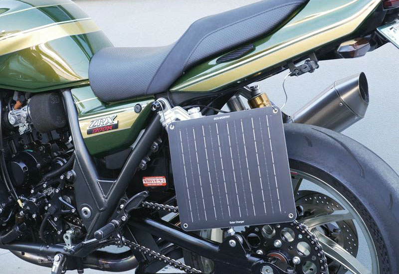 Solar Battery Charger in use on a motorcycle
